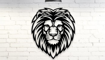 Aslan Başı Lazer Kesim Metal Tablo
