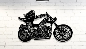 Harley Motorcu Lazer Kesim Metal Tablo