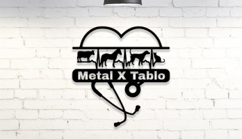 Veteriner Kliniğine Özel Lazer Kesim Metal Tablo