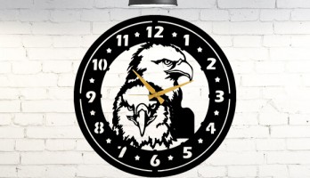 Çift Başlı Kartal Desenli Metal Duvar Saati