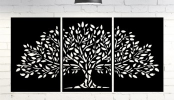 3 Parça Agaç Desenli Lazer Kesim Ferforje Kapı