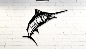 Kılıç Balığı Resmi Lazer Kesim Metal Tablo