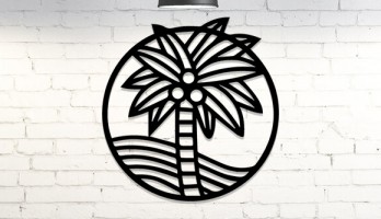 Palmiye Ağacı Lazer Kesim Metal Tablo