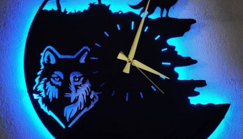 Ledli Bozkurt Metal Duvar Saati