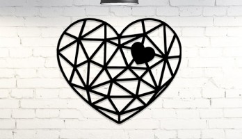 Çizgili Kalp içinde Kalp Lazer Kesim Metal Tablo