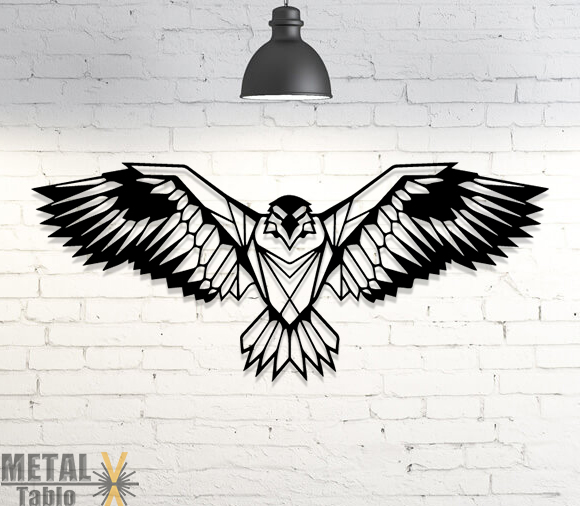 Geometrik Kartal Duvar Dekoru Lazer Kesim Tablo