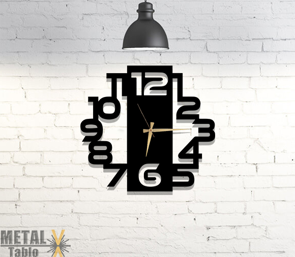 Büyük Sayıları Olan Dikdörgen Şeritli Metal Duvar Saati