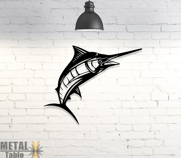 Kılıç Balığı Resmi Lazer Kesim Metal Tablo
