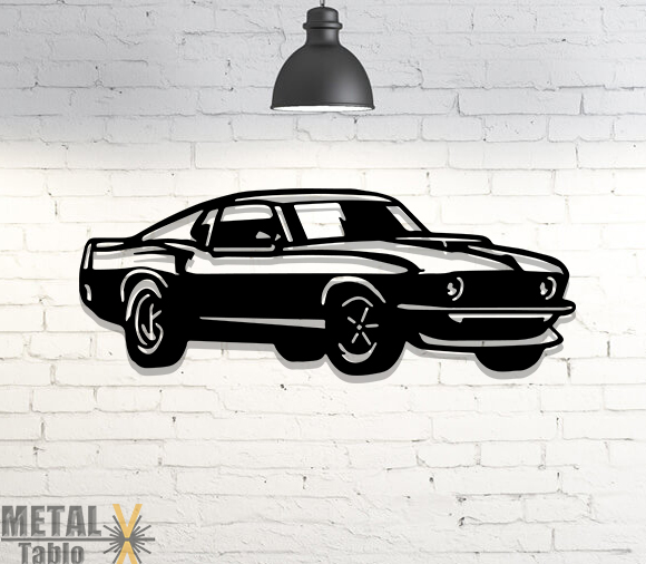 Ford Mustang Araba Lazer Kesim Metal Tablo