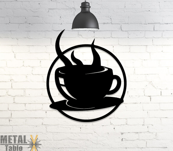 Kahve Fincanı Metal Lazer Kesim Duvar Dekoru